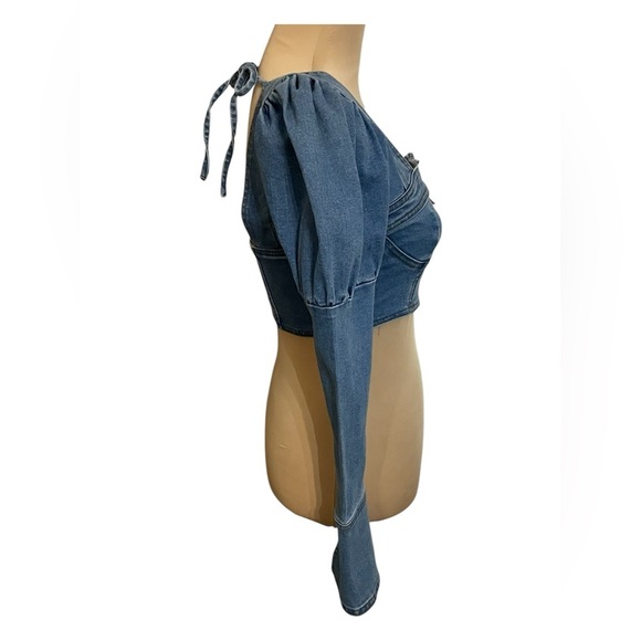 Denim Diva~ Puff Sleeves ~ Bustier Top ~ Small - Picture 10 of 15